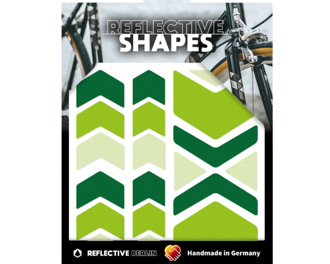 reflective green chevron stickers for bike in geometric pattern